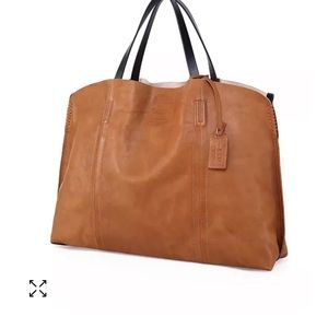 Modern Vintage Tan Leather Tote Bag